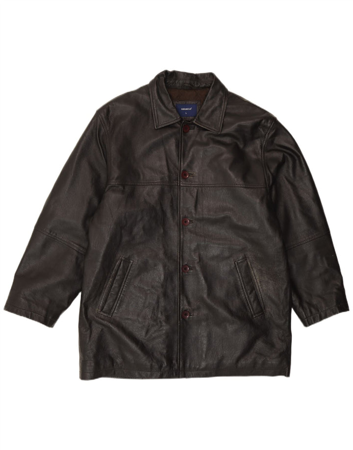 Debenhams Mens Leather Jacket UK 40 Large Black Leather