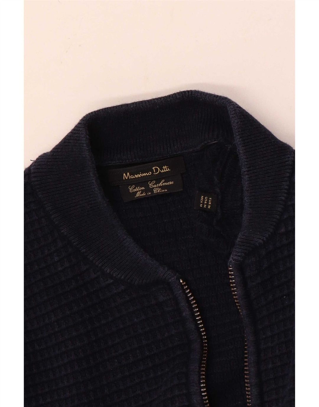 Massimo Dutti Mens Cardigan Sweater Medium Navy Blue Cotton
