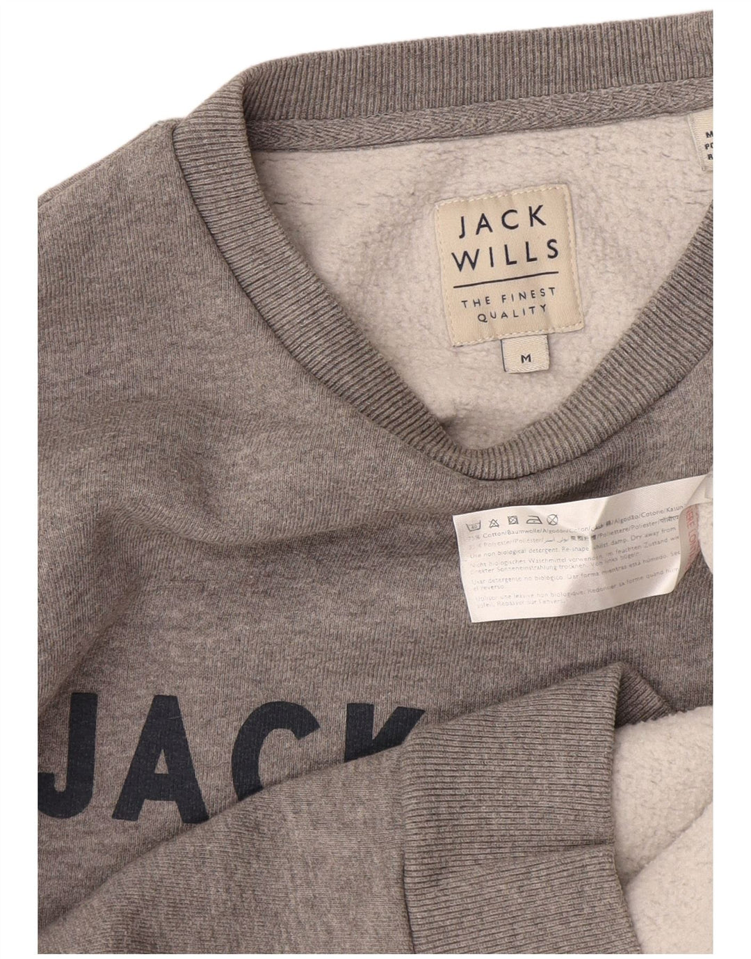 Jack Wills Mens Graphic Sweatshirt Jumper Medium Grey Flecked Cotton