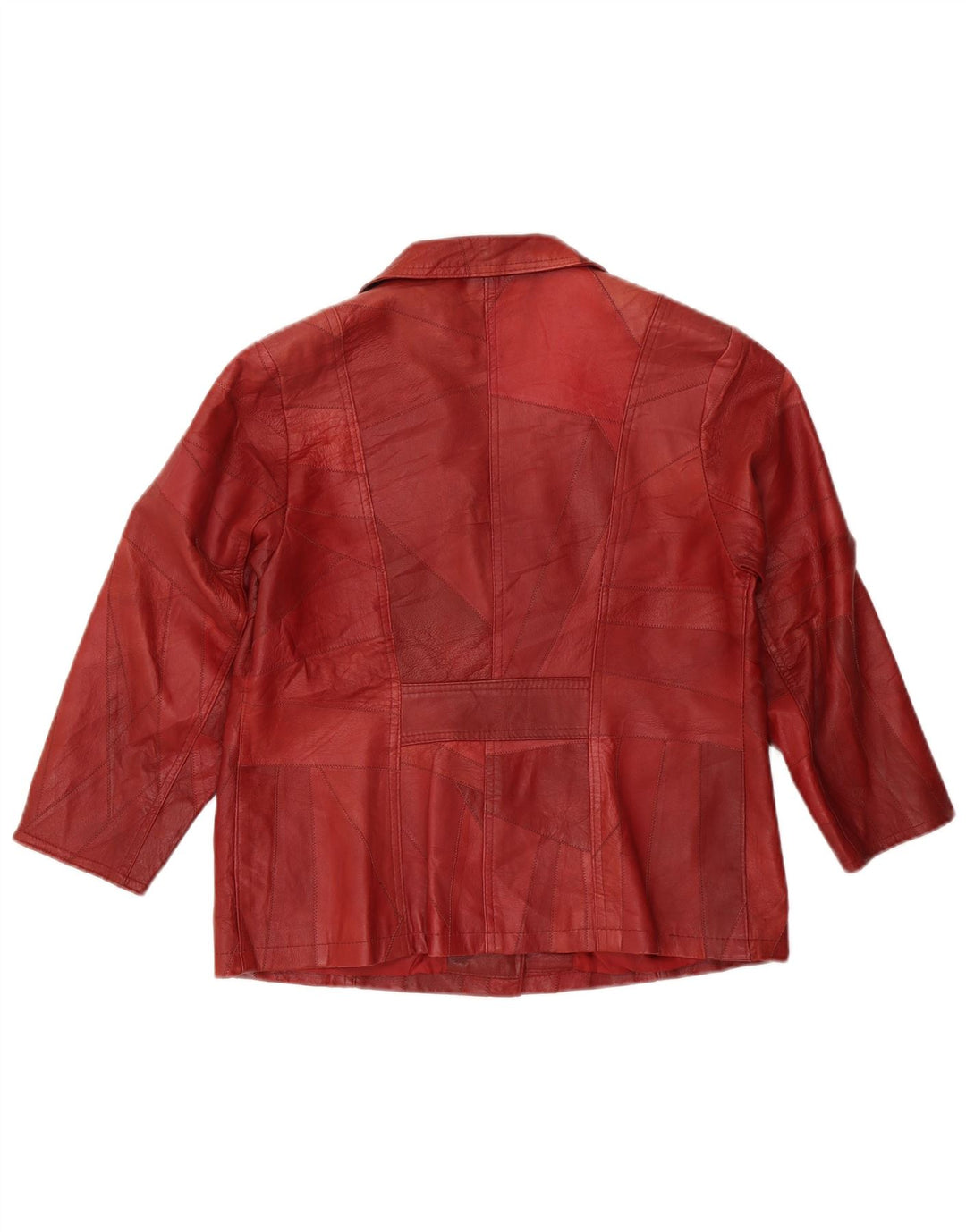 VINTAGE Womens 3/4 Sleeve Leather Jacket EU 40 Medium Red Leather