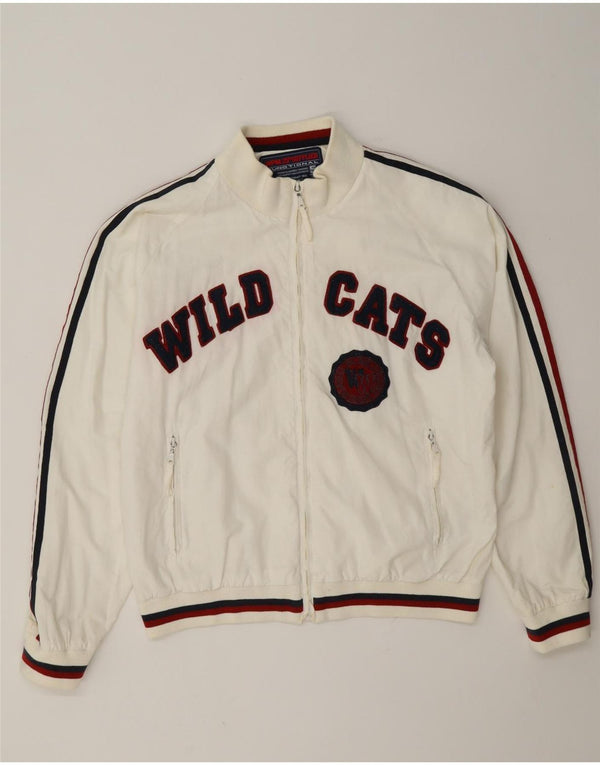 WPM Mens Wildcats Graphic Bomber Jacket UK 40 Large White Colourblock