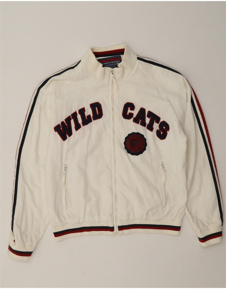 WPM Mens Wildcats Graphic Bomber Jacket UK 40 Large White Colourblock