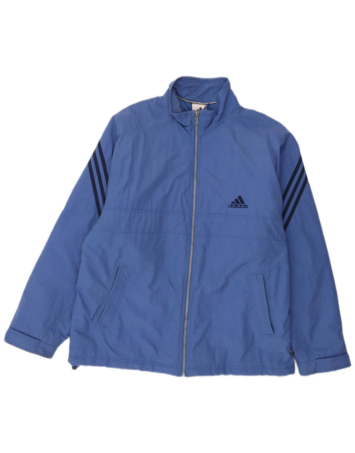 Adidas Mens Windbreaker Jacket UK 42/44 Large Blue Polyester