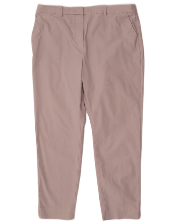 Marks & Spencer Womens High Waist Chino Trousers UK 16 Large W34 L27 Grey