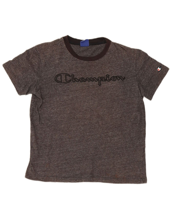 Champion Womens Oversized Graphic T-Shirt Top UK 10 Small Grey Flecked