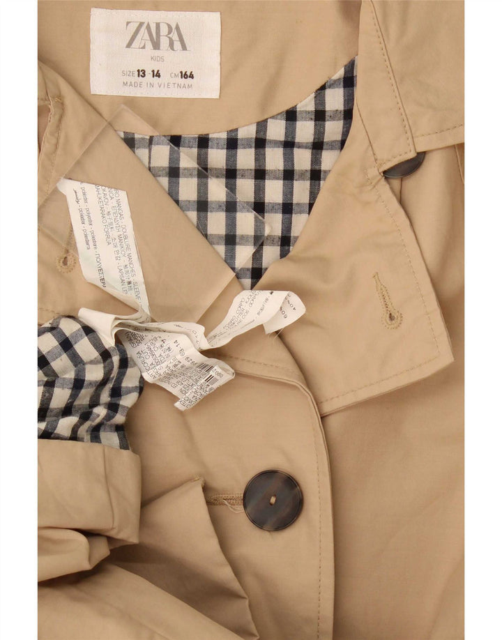 Zara Girls Trench Coat 13-14 Years Beige Polyester