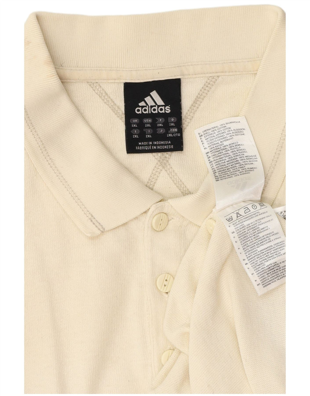 ADIDAS Mens Polo Shirt 2XL White Cotton