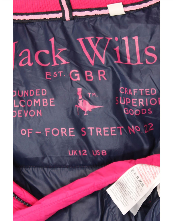 Jack Wills Womens Hooded Padded Jacket UK 12 Medium  Pink Polyamide
