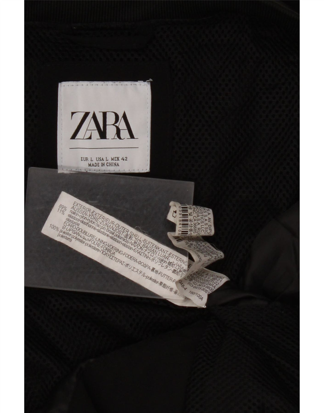 ZARA Mens Bomber Jacket UK 40 Large Black Nylon