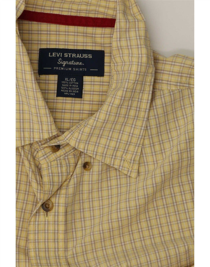 Levi's Mens Short Sleeve Shirt XL Yellow Gingham Cotton
