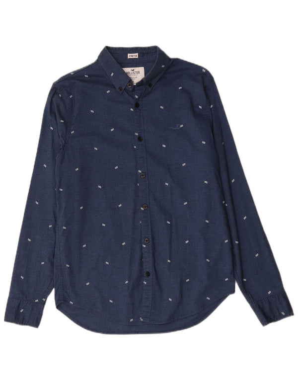 Hollister Mens Shirt Small Navy Blue Spotted Cotton