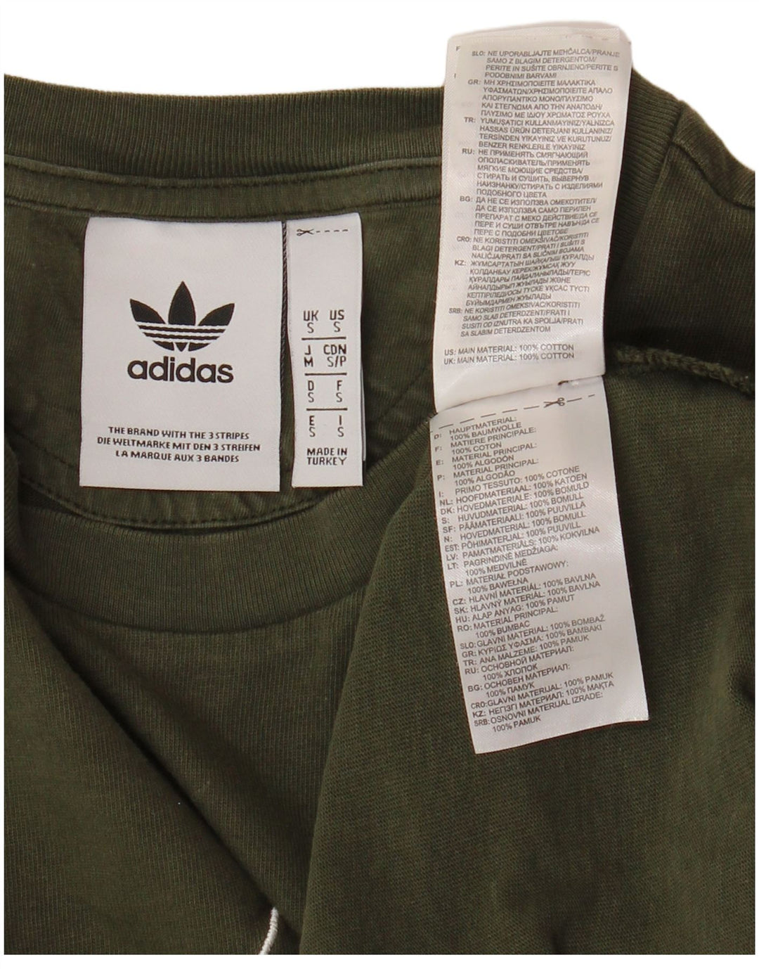 ADIDAS Mens Graphic T-Shirt Top Small Khaki Cotton