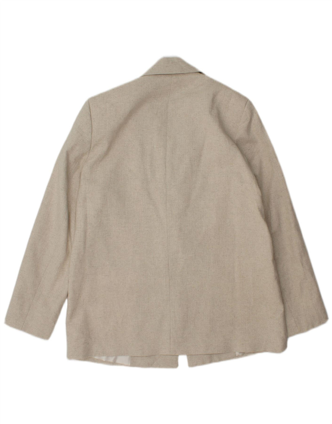 Zara Womens 1 Button Blazer Jacket UK 14 Medium Beige Herringbone Acetate
