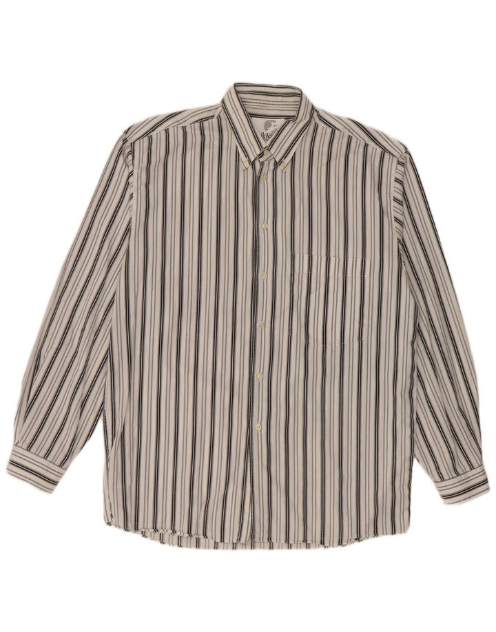 Vintage Mens Shirt Large White Striped