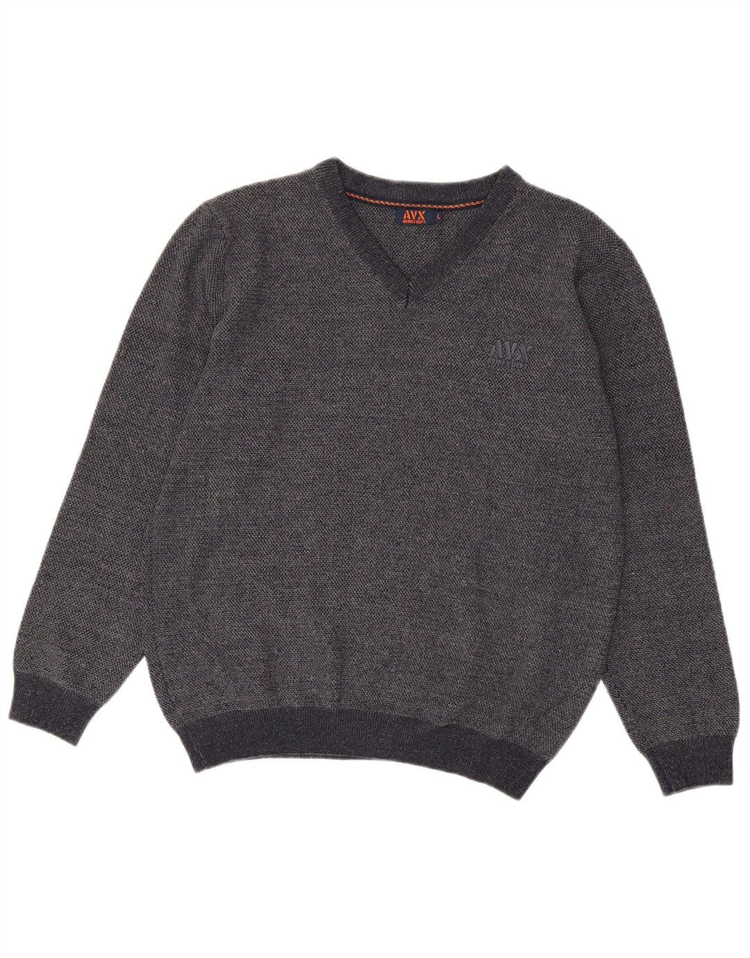 Avirex Mens V-Neck Jumper Sweater Large Grey Viscose