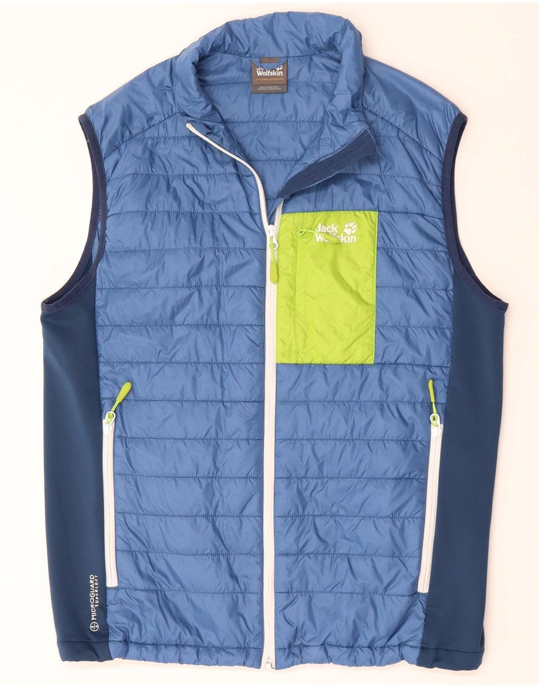 JACK WOLFSKIN Mens Padded Gilet UK 40 Large Blue Colourblock Polyester