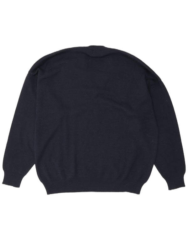 Il Granchio Mens V-Neck Jumper Sweater XL Navy Blue Wool