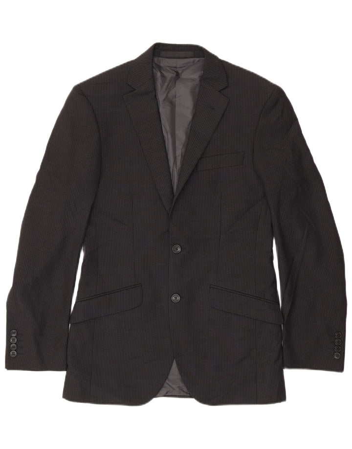 Marks & Spencer Mens 2 Button Blazer Jacket UK 38 Medium Grey Pinstripe