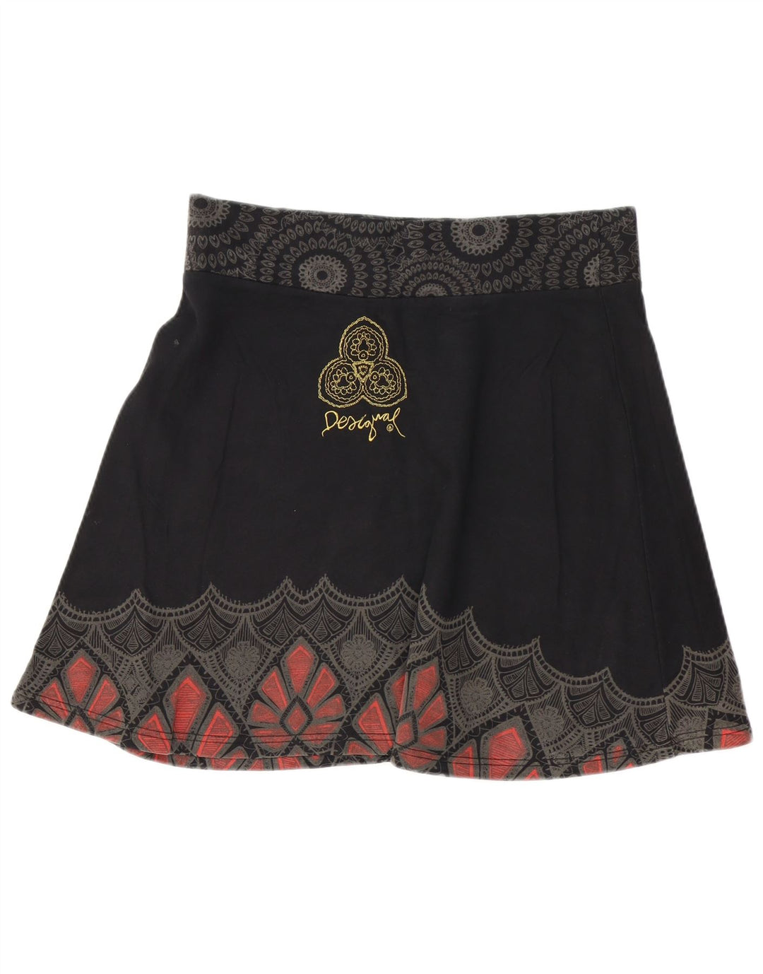 DESIGUAL Womens Midi Skirt XL W36  Black Paisley