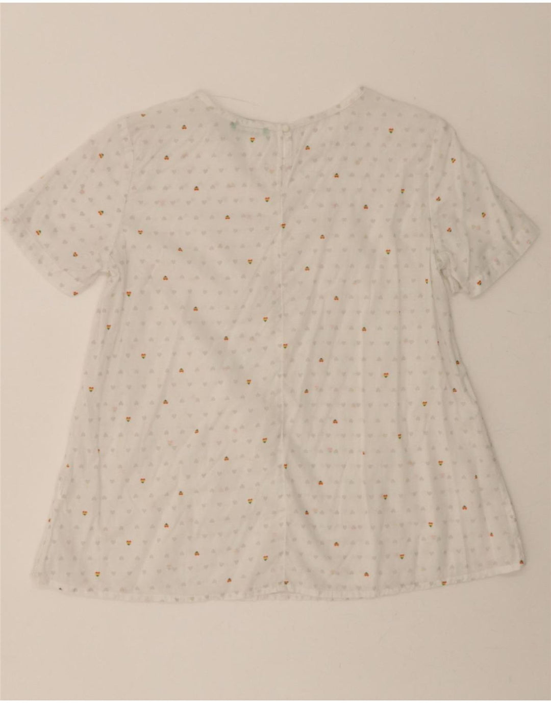 BENETTON Womens Blouse Top UK 10 Small White Spotted Cotton Vintage Benetton and Second-Hand Benetton from Messina Hembry 