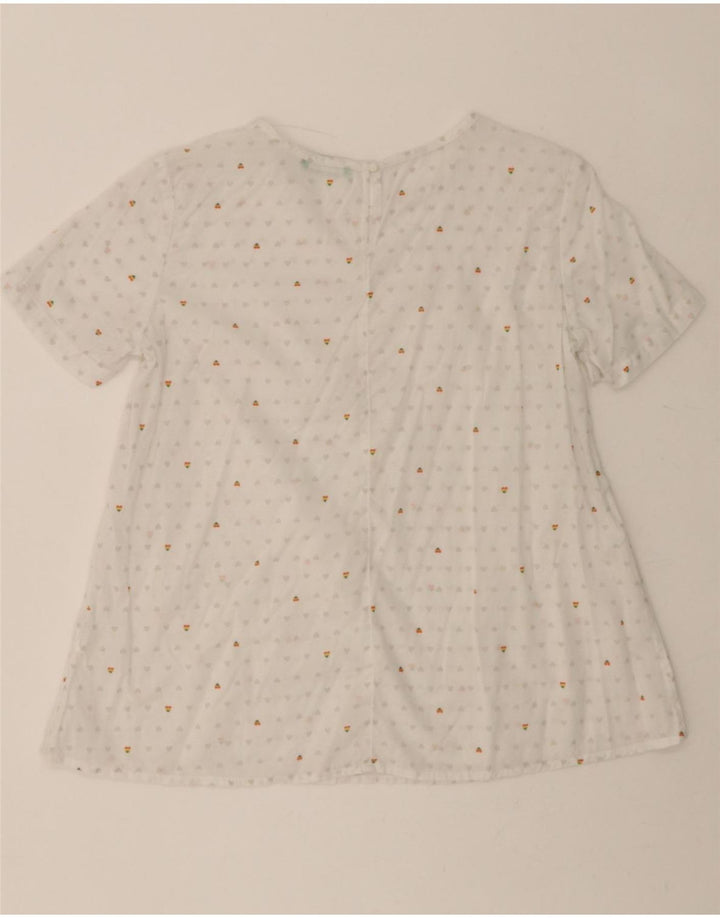 BENETTON Womens Blouse Top UK 10 Small White Spotted Cotton Vintage Benetton and Second-Hand Benetton from Messina Hembry 