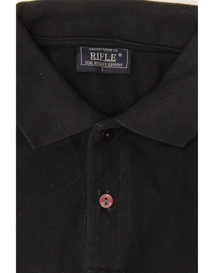 RIFLE Mens Polo Shirt Large Black Cotton Vintage Rifle and Second-Hand Rifle from Messina Hembry 
