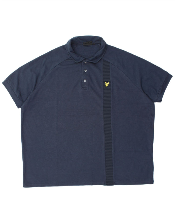 LYLE & SCOTT Mens Polo Shirt 2XL Navy Blue Viscose