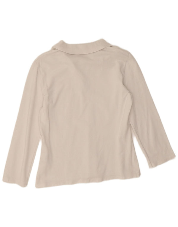 Benetton Womens Long Sleeve Polo Shirt UK 12 Medium White