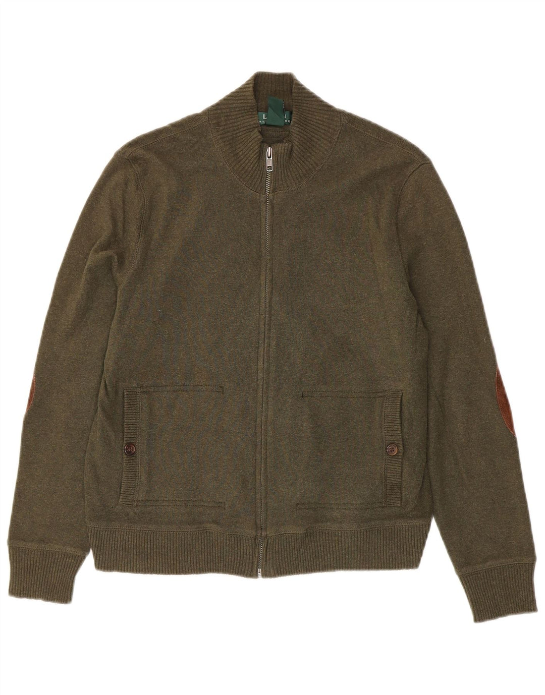 Ralph Lauren Womens Cardigan Sweater UK 14 Medium Khaki Cotton