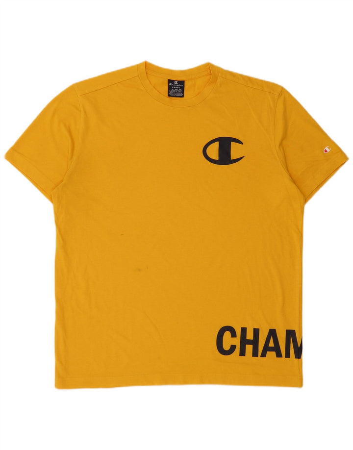 Champion Mens Graphic T-Shirt Top Large Yellow