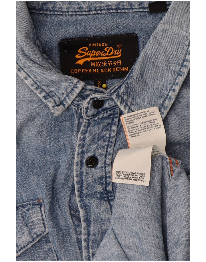 Superdry Mens Denim Shirt XL Blue Cotton