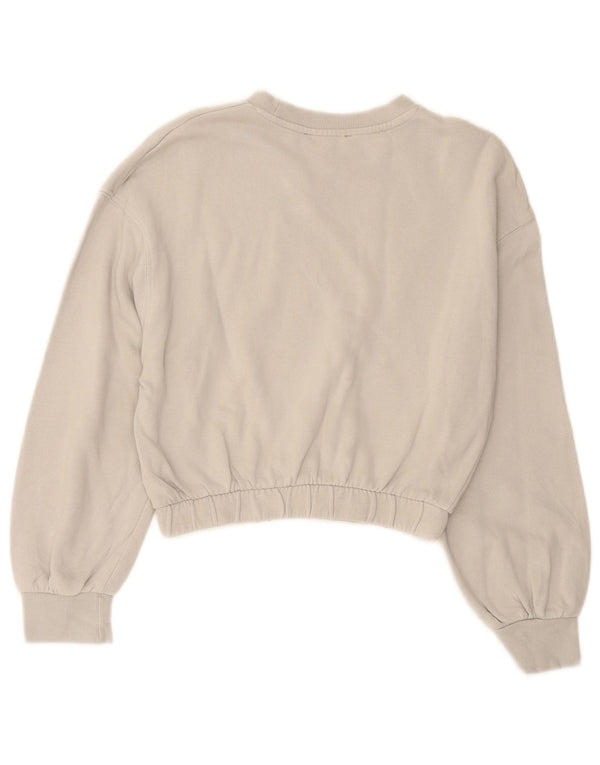 Zara Womens Crop Sweatshirt Jumper UK 10 Small Grey Cotton