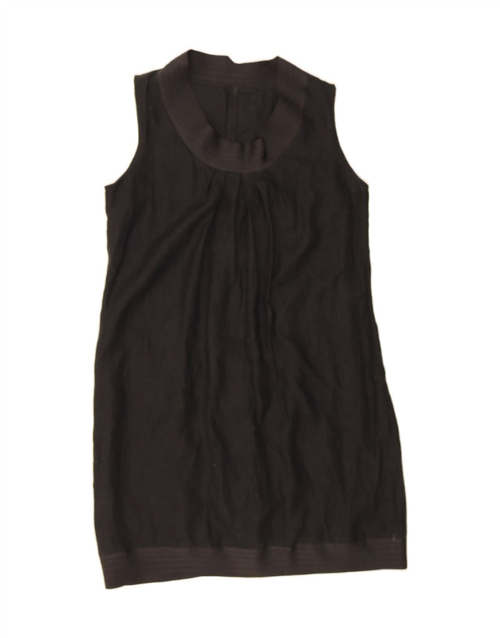 VINTAGE Womens Sleeveless Basic Dress UK 14 Medium Black Cotton Vintage Vintage and Second-Hand Vintage from Messina Hembry 