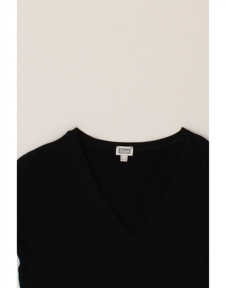 ETAM Womens T-Shirt Top UK 14 Medium Black Cotton Vintage Etam and Second-Hand Etam from Messina Hembry 