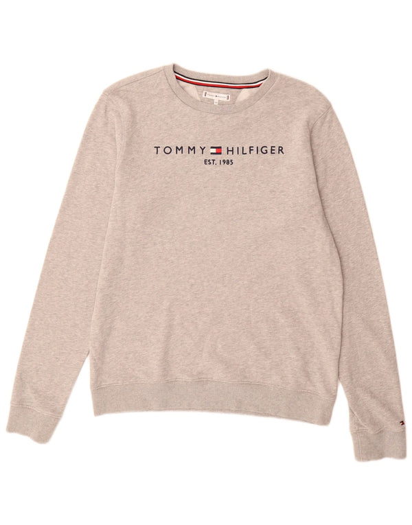 Tommy Hilfiger Boys Graphic Sweatshirt Jumper 15-16 Years Grey Flecked