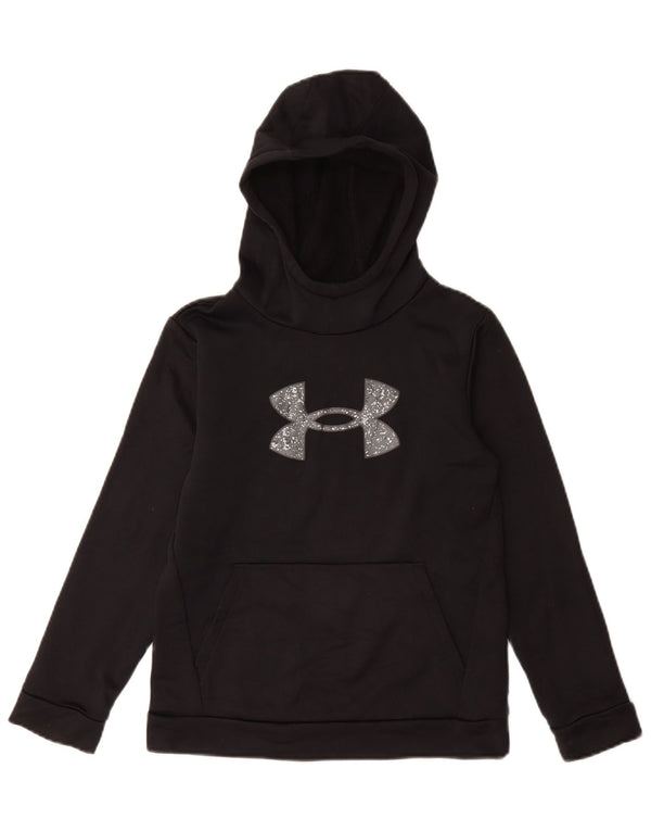 UNDER ARMOUR Girls loose Graphic Hoodie Jumper 9-10 Years Medium  Black