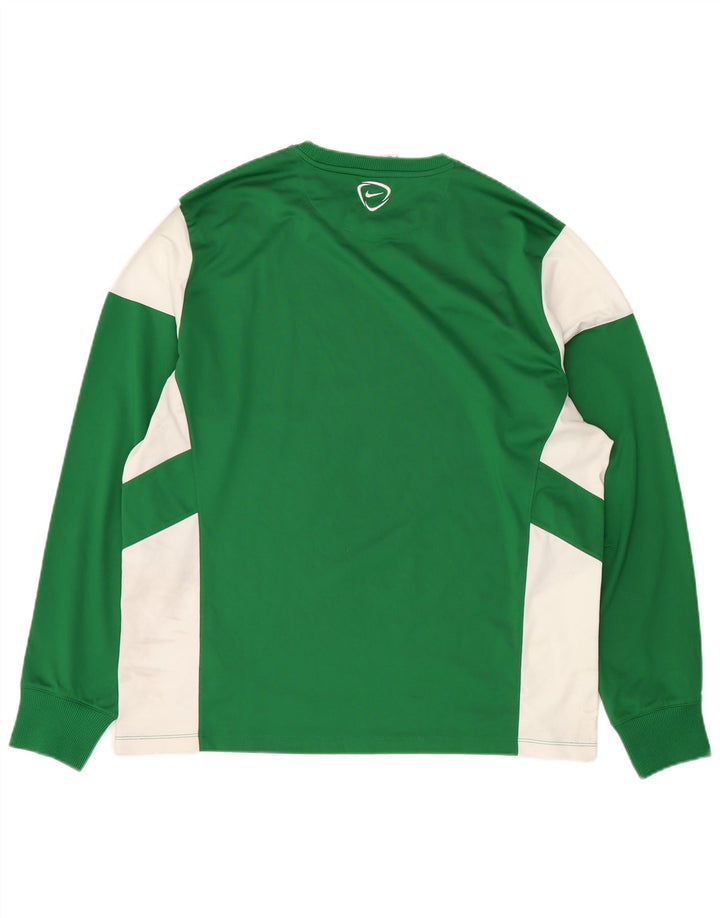 NIKE Mens Dri Fit Top Long Sleeve XL Green Colourblock Polyester