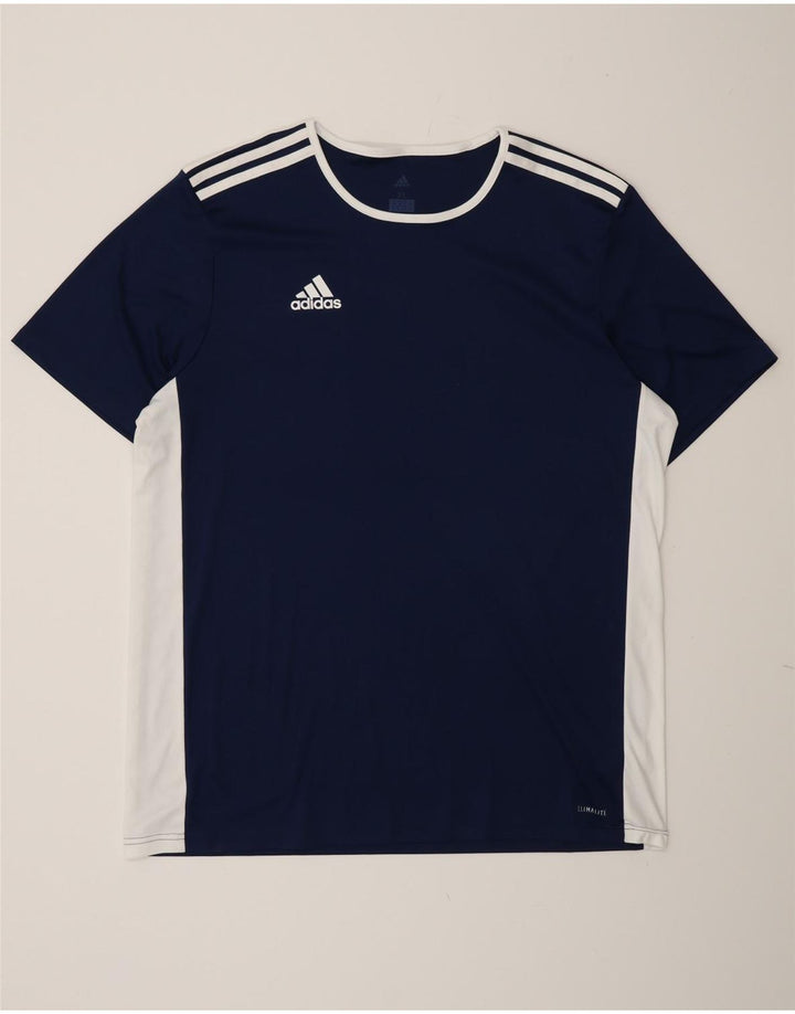 Adidas Mens Climalite T-Shirt Top XL Navy Blue Colourblock Polyester