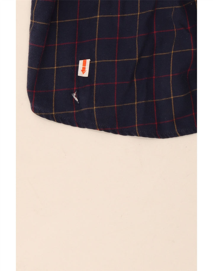 Barbour Mens Tailored Fit Flannel Shirt Medium Navy Blue Check Cotton