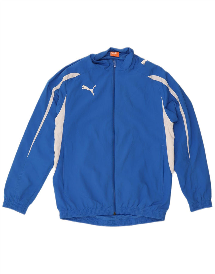 PUMA Boys Tracksuit Top Jacket 13-14 Years Blue Colourblock Polyester