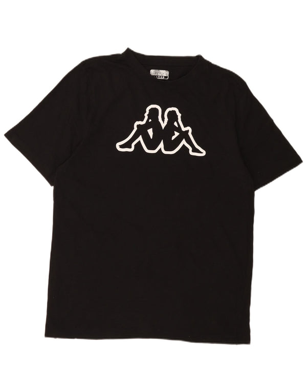KAPPA Mens Graphic T-Shirt Top Large Black Cotton