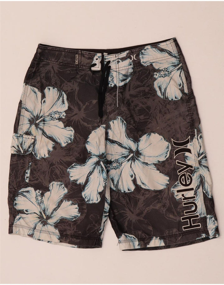Hurley Mens Graphic Swimming Shorts Medium  Grey Floral Polyester
