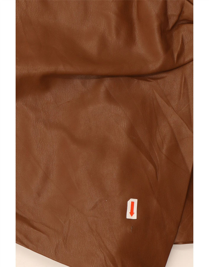 ZARA Womens Faux Leather Shorts XS W25 Brown Polyester