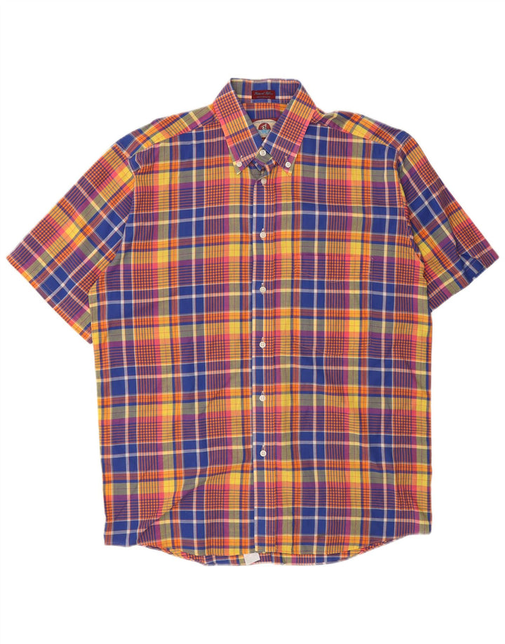 Dino Erre Mens Short Sleeve Shirt Medium Multicoloured Check Cotton