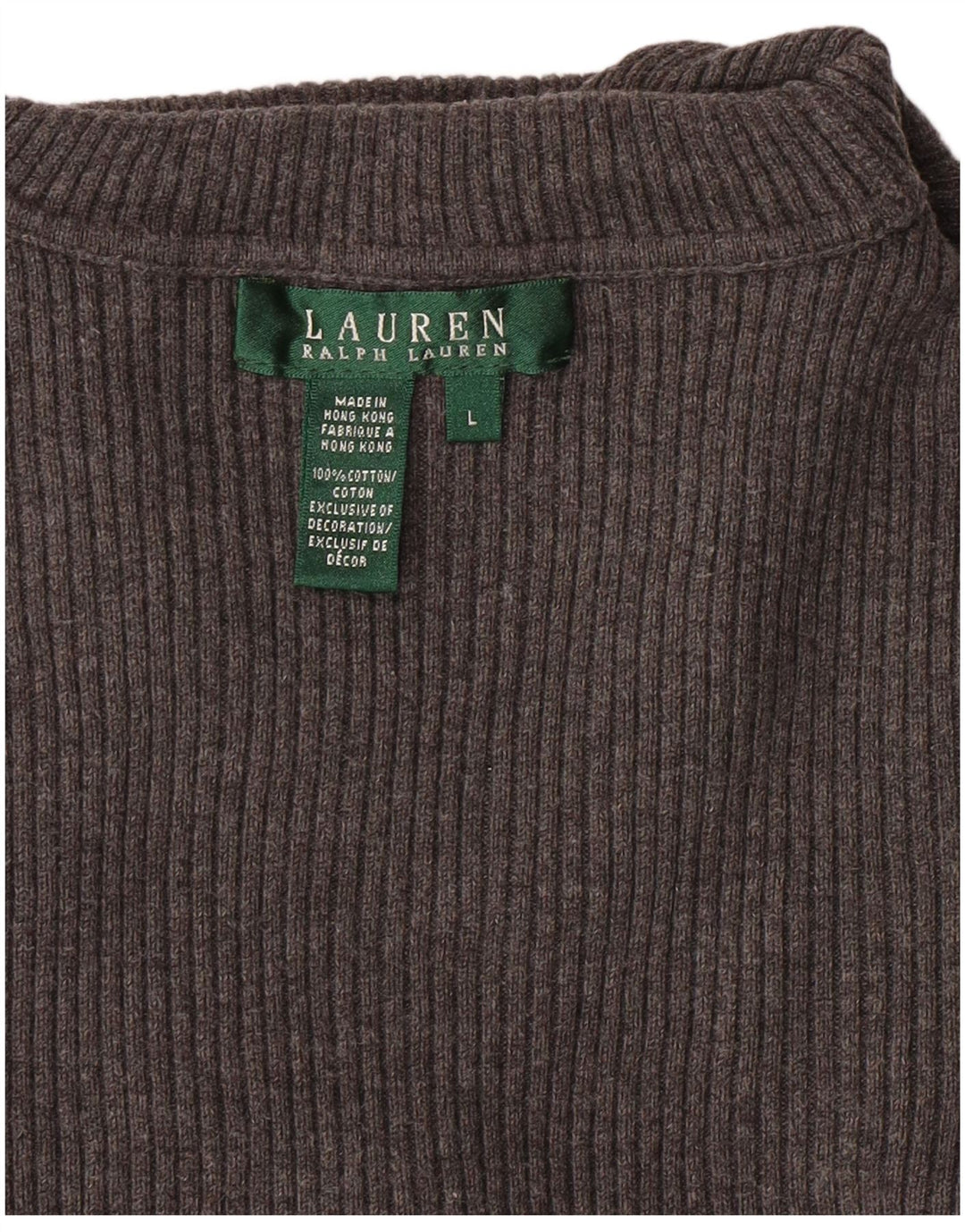 RALPH LAUREN Womens Roll Neck Jumper Sweater UK 14 Large Grey Cotton