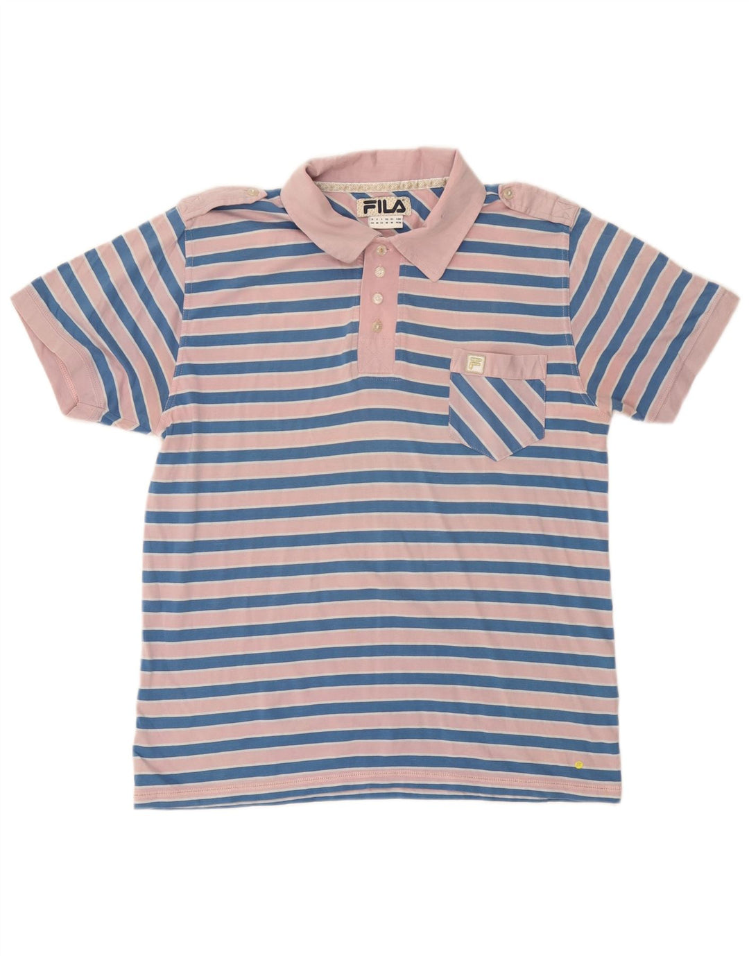 FILA Mens Polo Shirt Medium Pink Striped Cotton