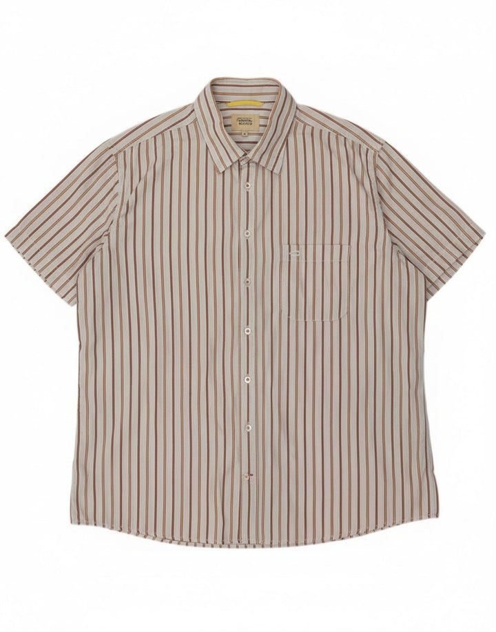 Camel Active Mens Short Sleeve Shirt XL Blue Striped Cotton