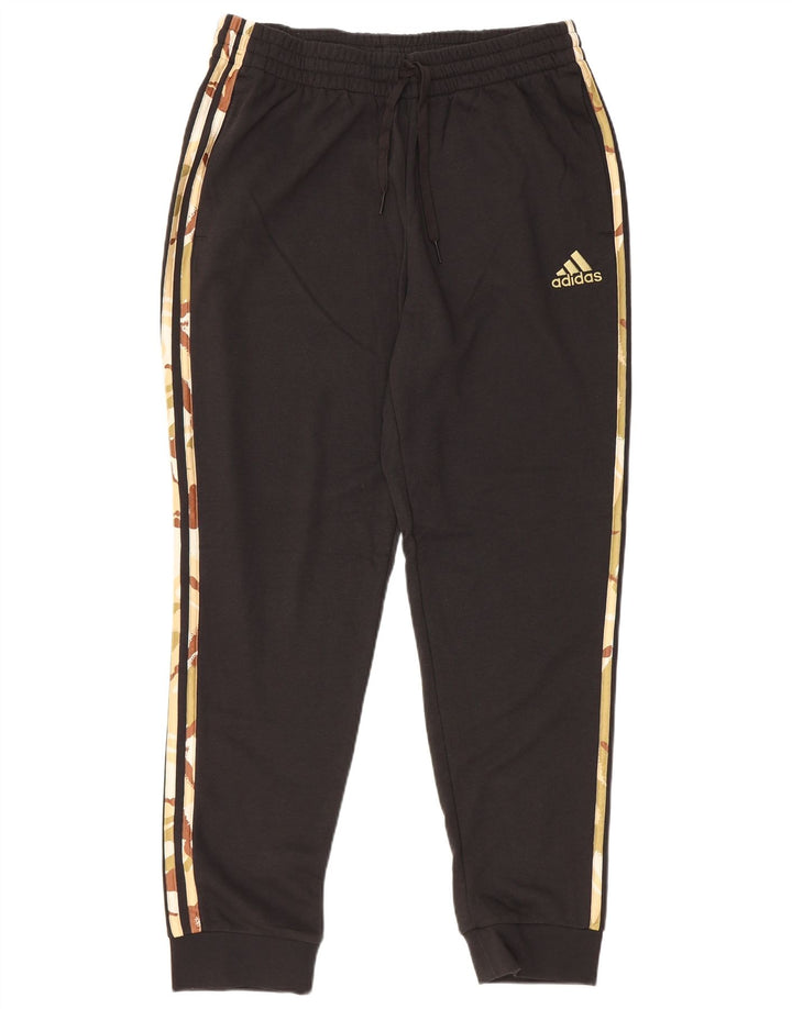 ADIDAS Mens Tracksuit Trousers Joggers Large Black Camouflage Cotton