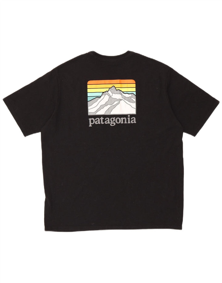 PATAGONIA Mens Regular Fit Graphic T-Shirt Top Large Black Cotton