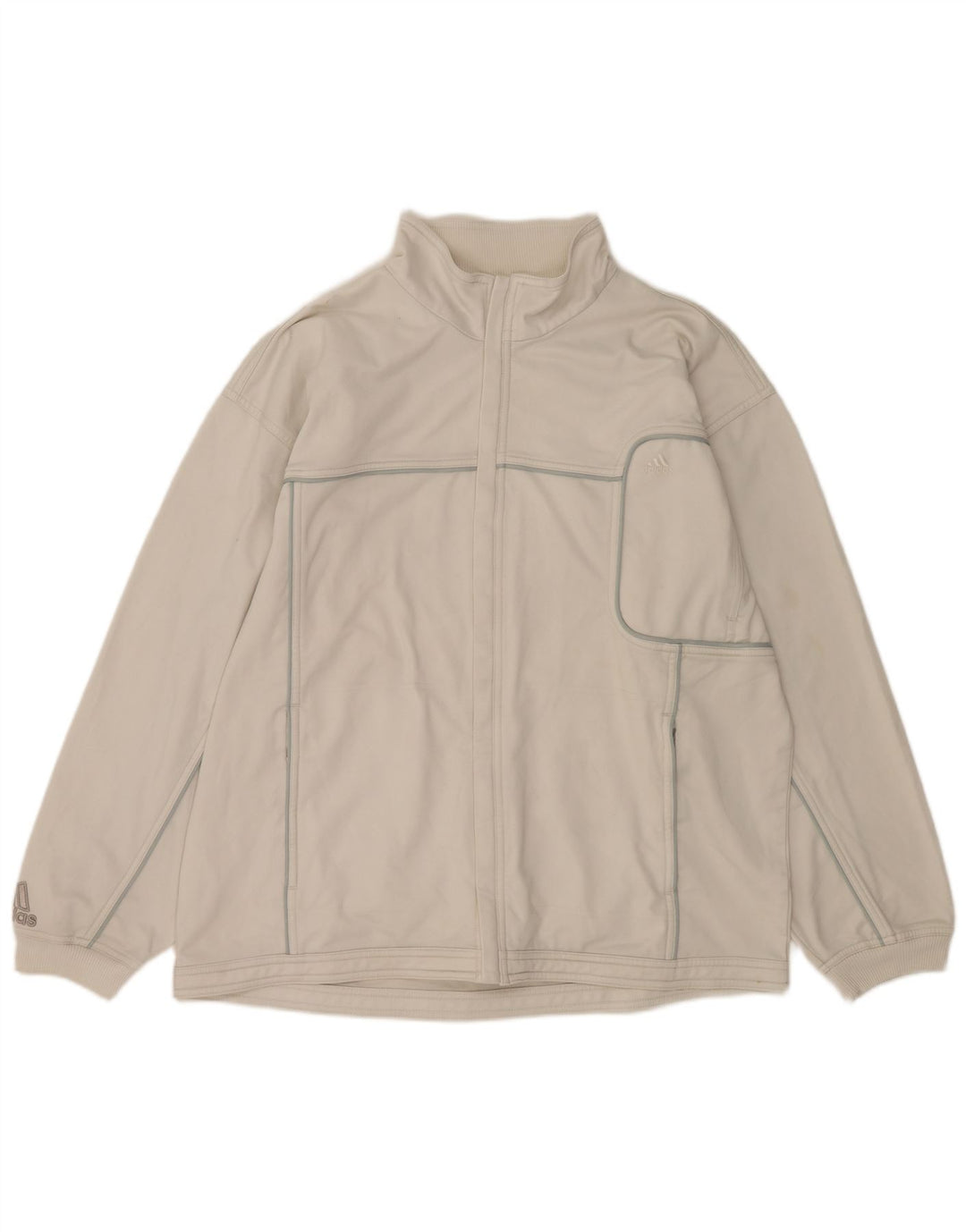 ADIDAS Mens Tracksuit Top Jacket UK 42/44 Large White Polyester